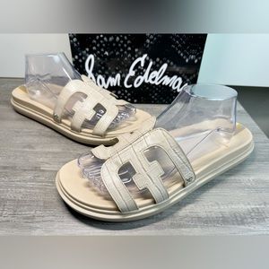 NWOT Sam Edelman Valeri Almond Croc Womens size 11 Slide Sandals $120